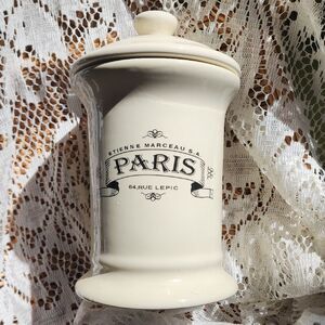 'Paris' Cream Colored Lidded Ceramic Canister